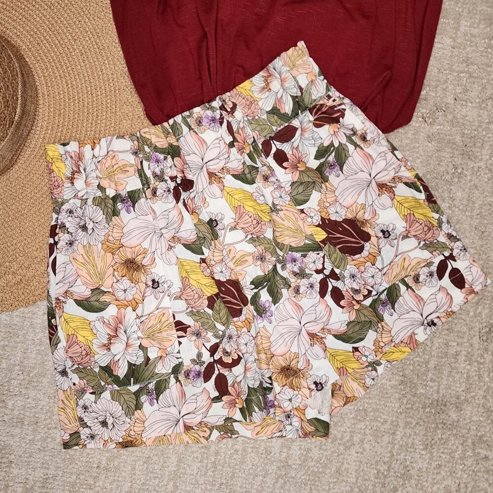 A loves A Floral Linen High Waist Shorts